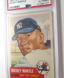 1953 Topps Mickey Mantle, slabbed; a highly desirable card in the sport card collection hobby field.
